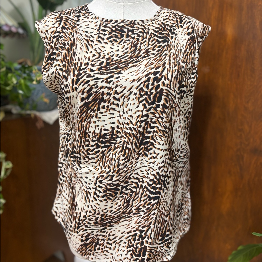 Express Abstract Brown and Black Blouse